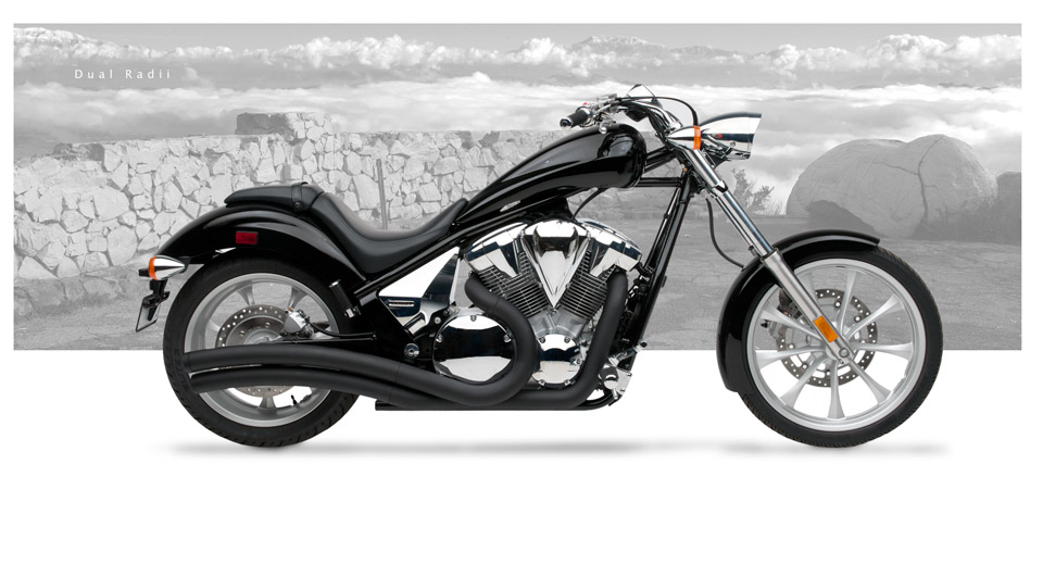Hard krome dual radius exhaust honda fury
