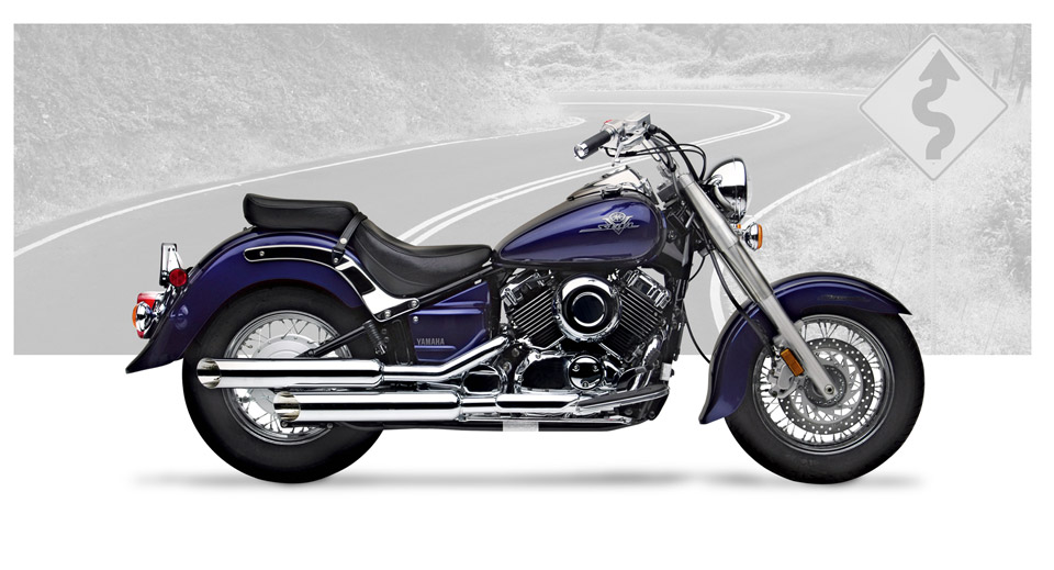 Yamaha V Star 1100  1999-09 - Hard-Krome 3.5 Inch Slash Cut Slip-Ons