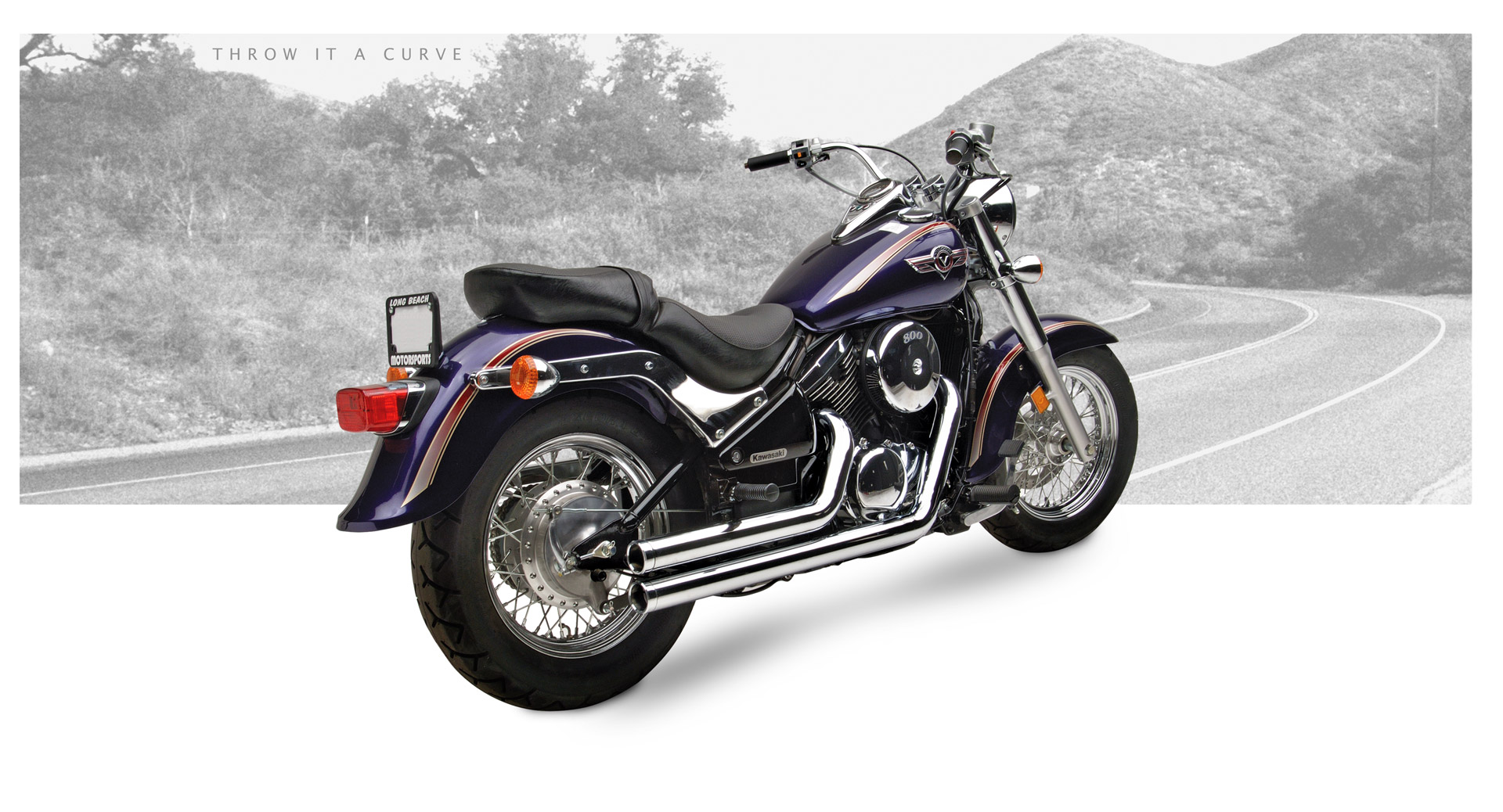 Kawasaki Vulcan 800 Classic Motorcycle Exhaust - American Classic II Chrome Hard-Krome